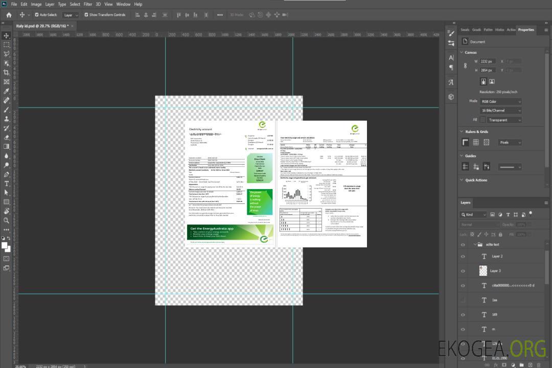 Modèle de facture de services publics d'électricité d'Australia Energy Australia au format Word et PDF, 3 pages template